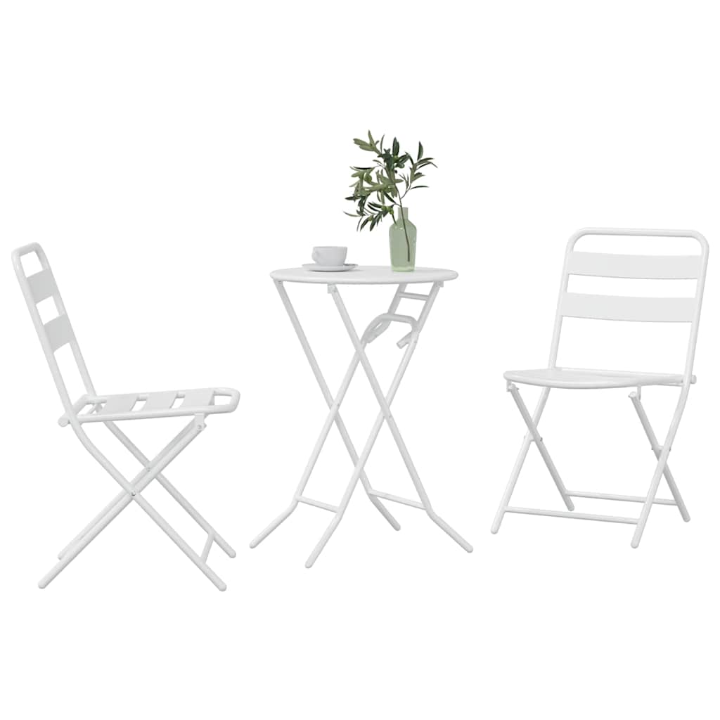 Kert Bistro Készlet 3 pcs Fehér Acél