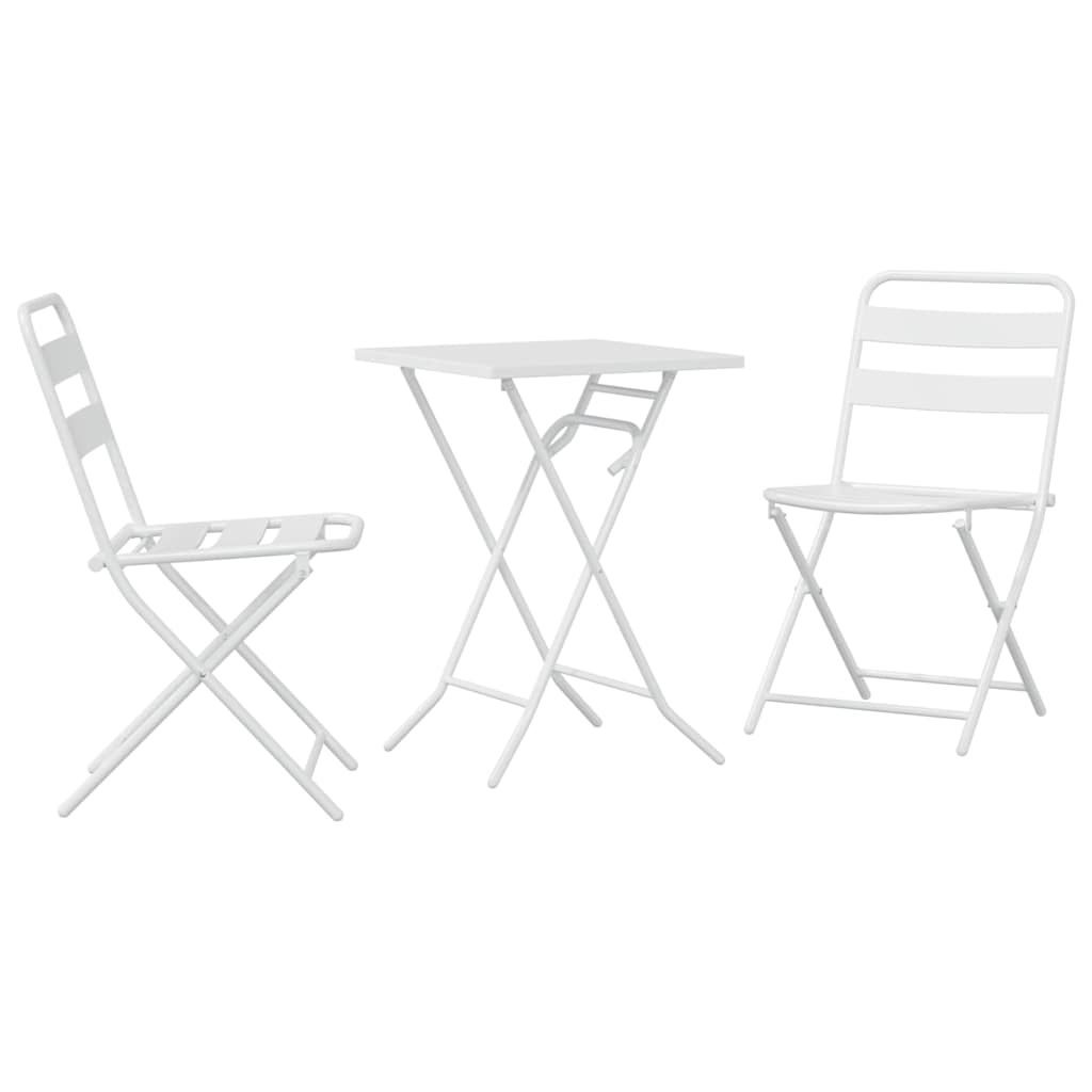 Kert Bistro Készlet 3 pcs Fehér Acél