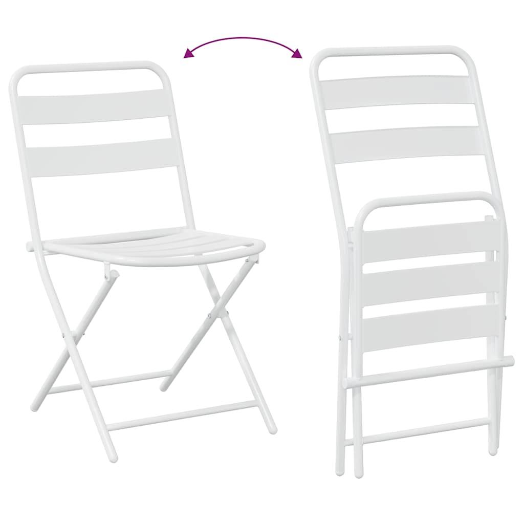 Kert Bistro Készlet 3 pcs Fehér Acél