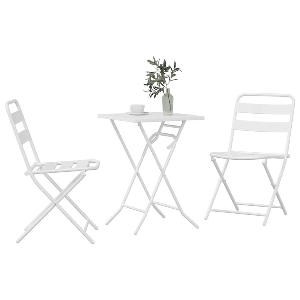 Kert Bistro Készlet 3 pcs Fehér Acél