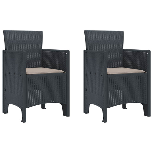 Kerti Szék párnával 2 pcs Antracit 53 x 49 x 85 cm Polipropilén