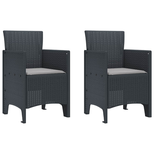 Kerti Szék párnával 2 pcs Antracit 53 x 49 x 85 cm Polipropilén