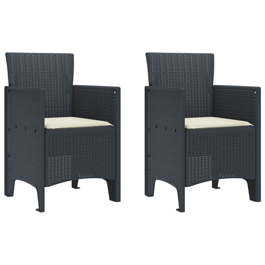 Kerti Szék párnával 2 pcs Antracit 53 x 49 x 85 cm Polipropilén