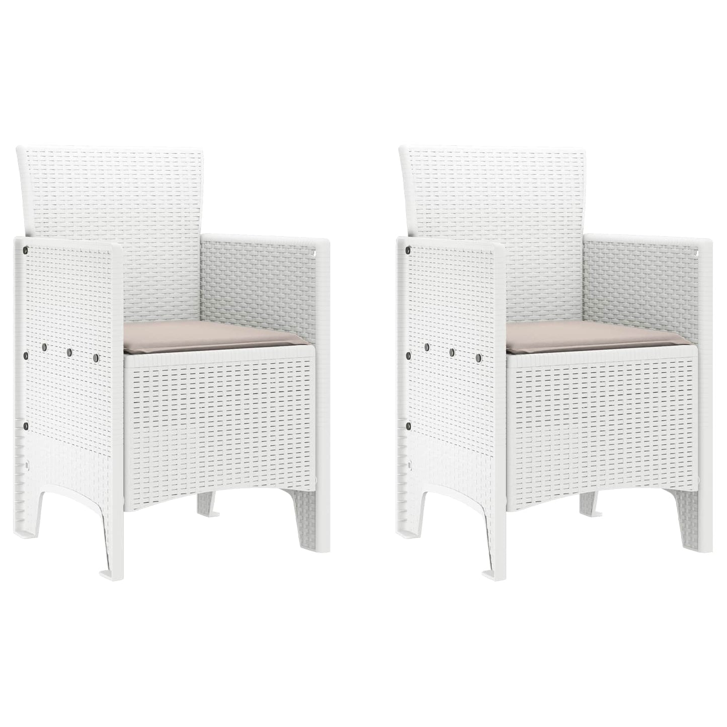 Kerti Szék párnával 2 pcs Fehér 53 x 49 x 85 cm Polipropilén