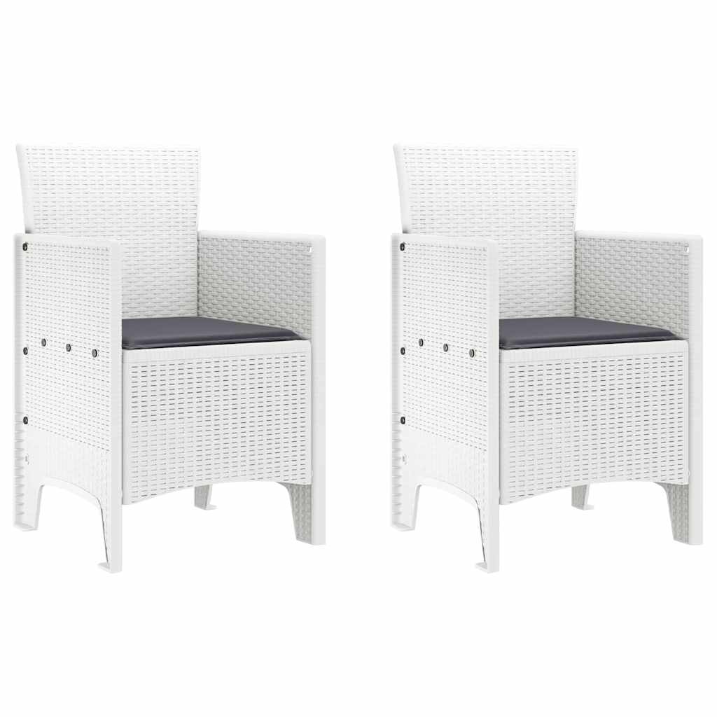 Kerti Szék párnával 2 pcs Fehér 53 x 49 x 85 cm Polipropilén