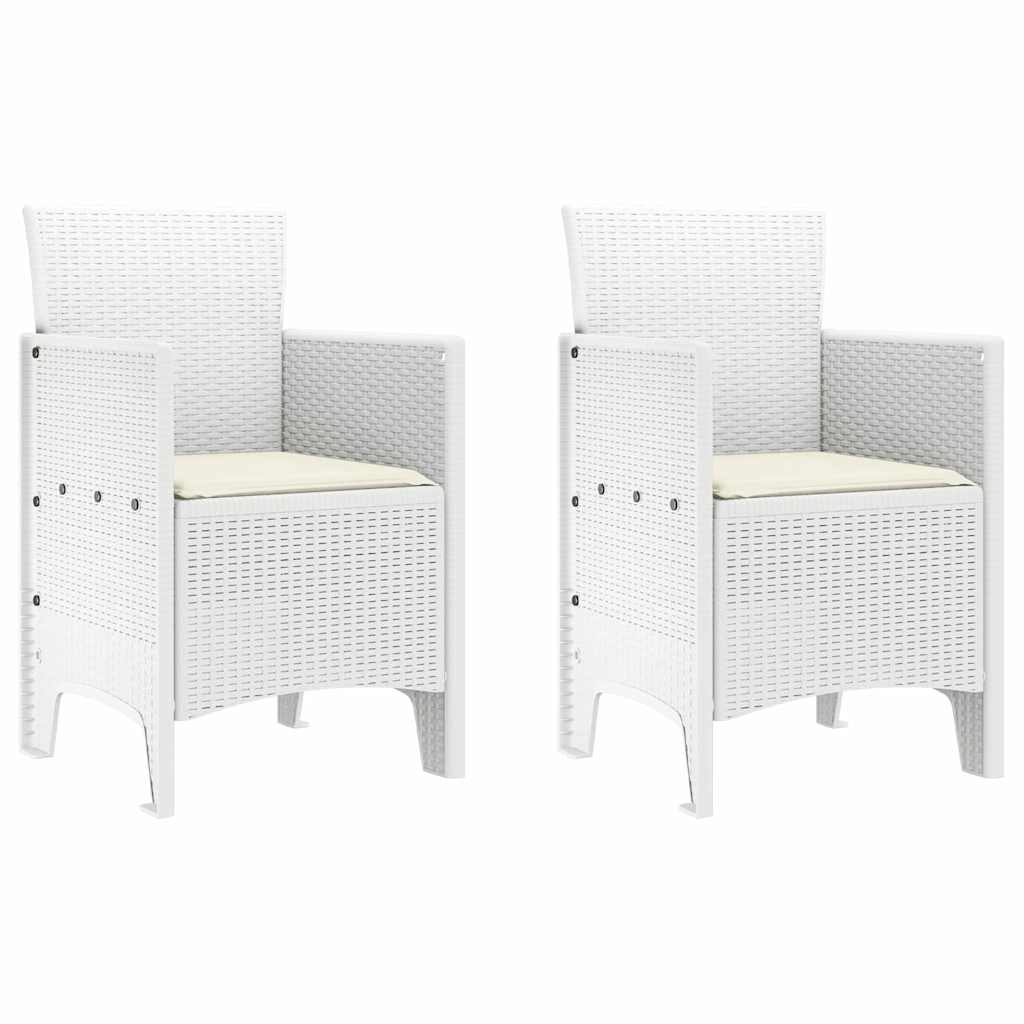 Kerti Szék párnával 2 pcs Fehér 53 x 49 x 85 cm Polipropilén