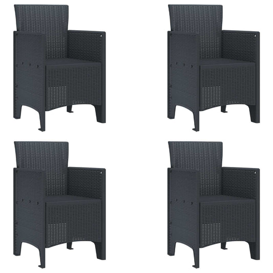 Kerti Szék párnával 4 pcs Antracit 53 x 49 x 85 cm Polipropilén