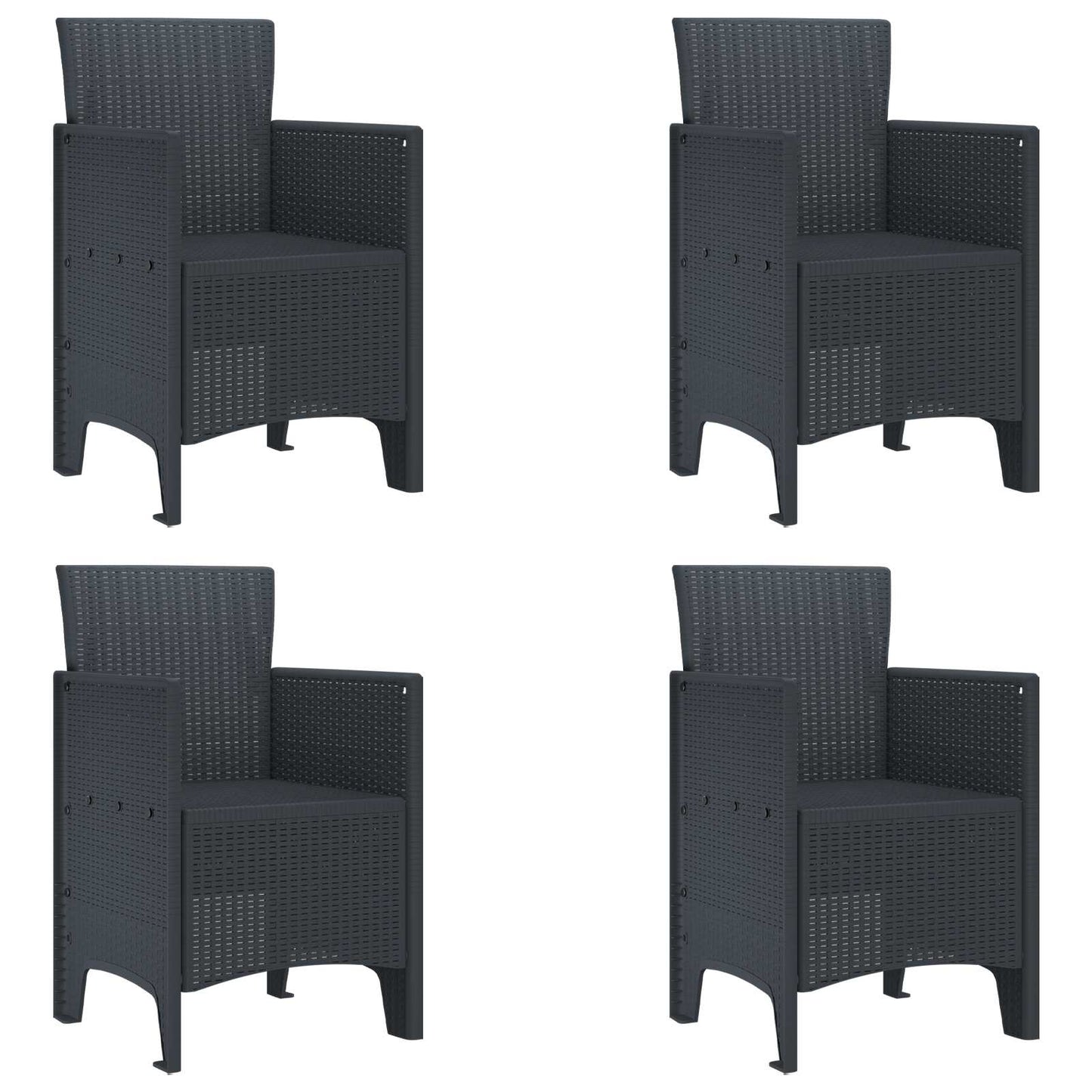 Kerti Szék párnával 4 pcs Antracit 53 x 49 x 85 cm Polipropilén