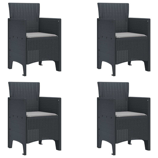 Kerti Szék párnával 4 pcs Antracit 53 x 49 x 85 cm Polipropilén
