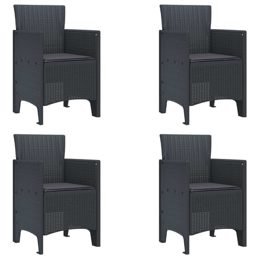Kerti Szék párnával 4 pcs Antracit 53 x 49 x 85 cm Polipropilén