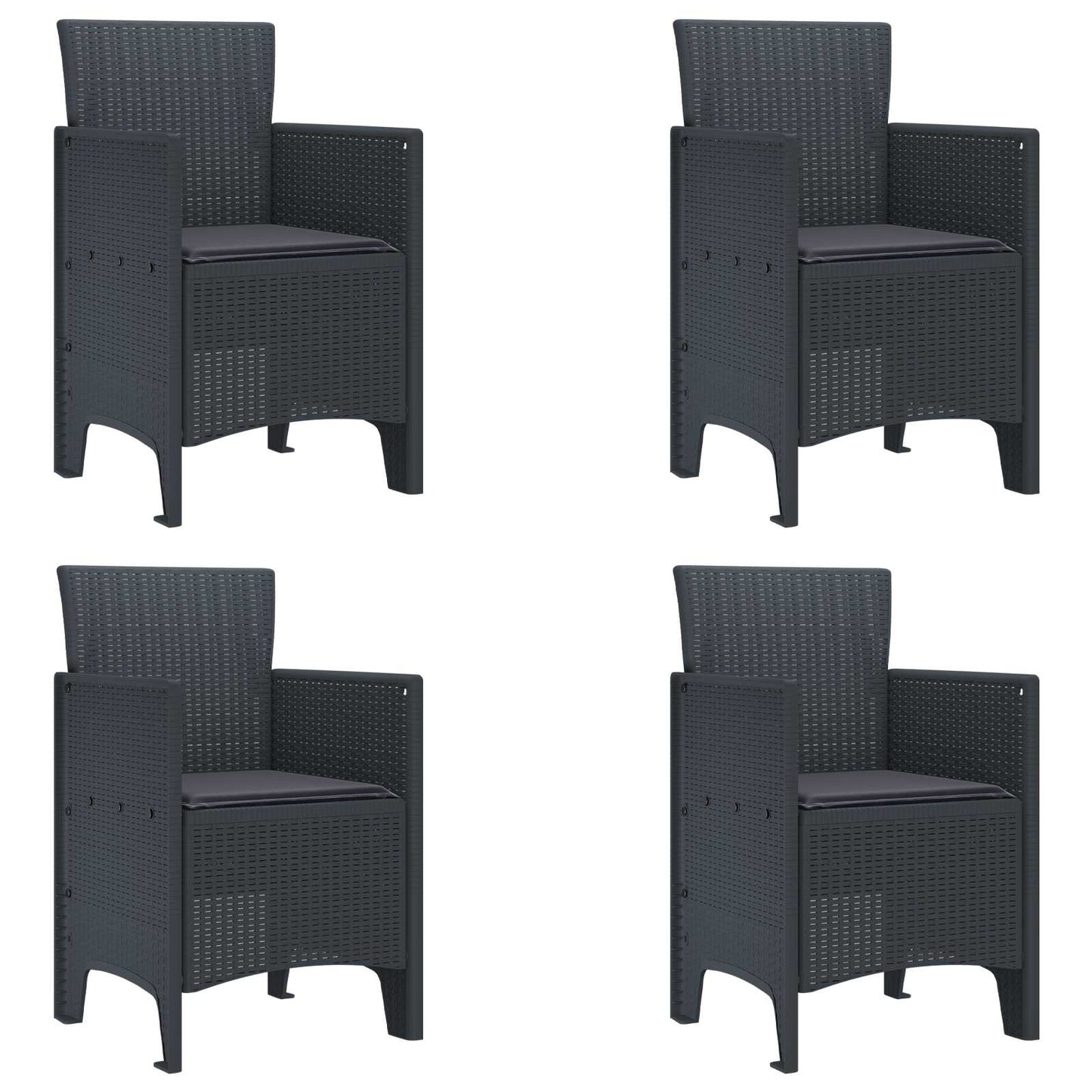 Kerti Szék párnával 4 pcs Antracit 53 x 49 x 85 cm Polipropilén