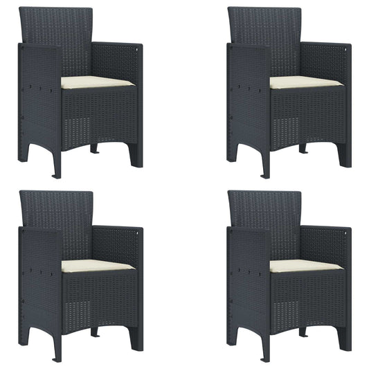 Kerti Szék párnával 4 pcs Antracit 53 x 49 x 85 cm Polipropilén