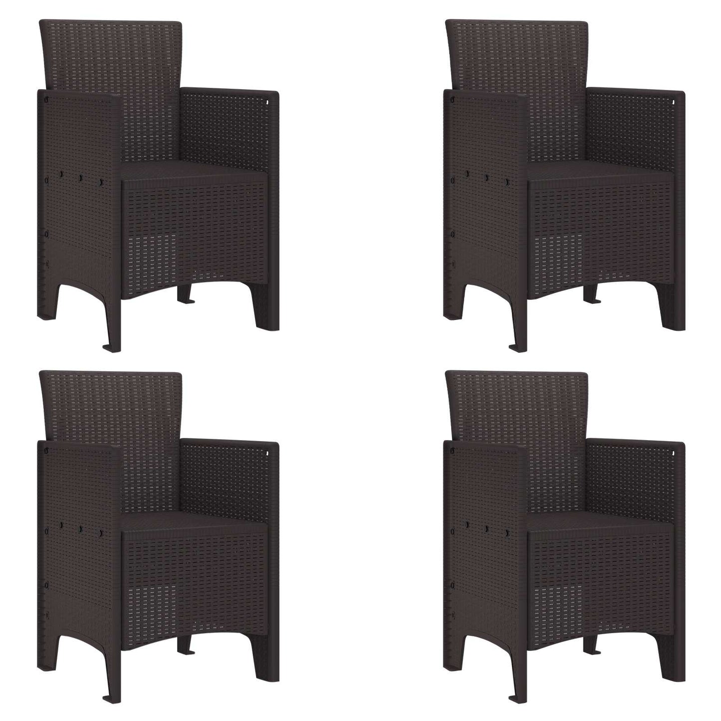 Kerti Szék párnával 4 pcs Barna 53 x 49 x 85 cm Polipropilén