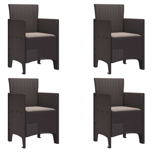 Kerti Szék párnával 4 pcs Barna 53 x 49 x 85 cm Polipropilén