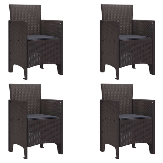 Kerti Szék párnával 4 pcs Barna 53 x 49 x 85 cm Polipropilén