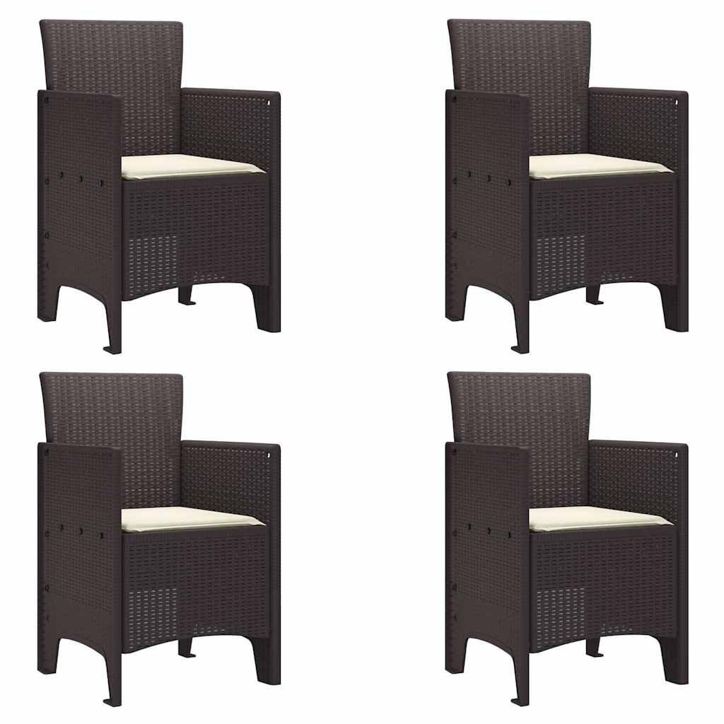 Kerti Szék párnával 4 pcs Barna 53 x 49 x 85 cm Polipropilén