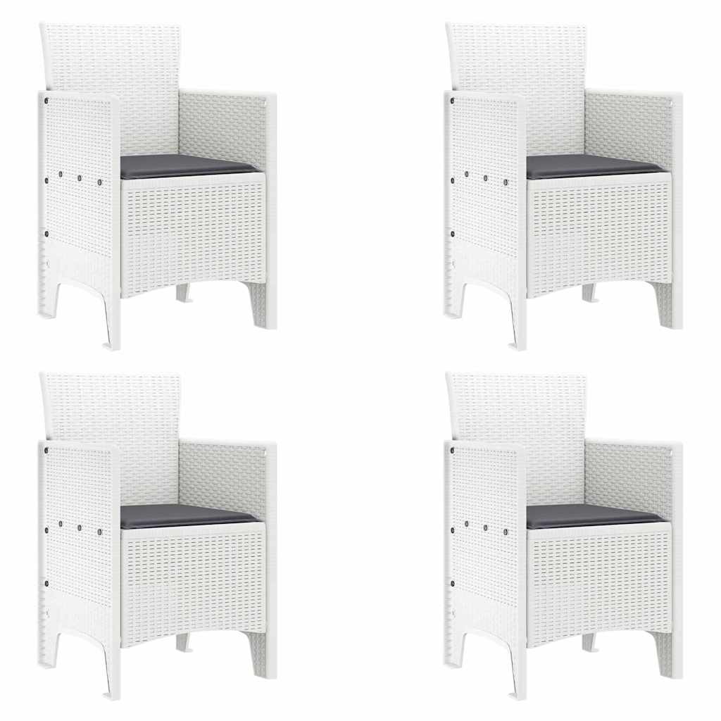 Kerti Szék párnával 4 pcs Fehér 53 x 49 x 85 cm Polipropilén