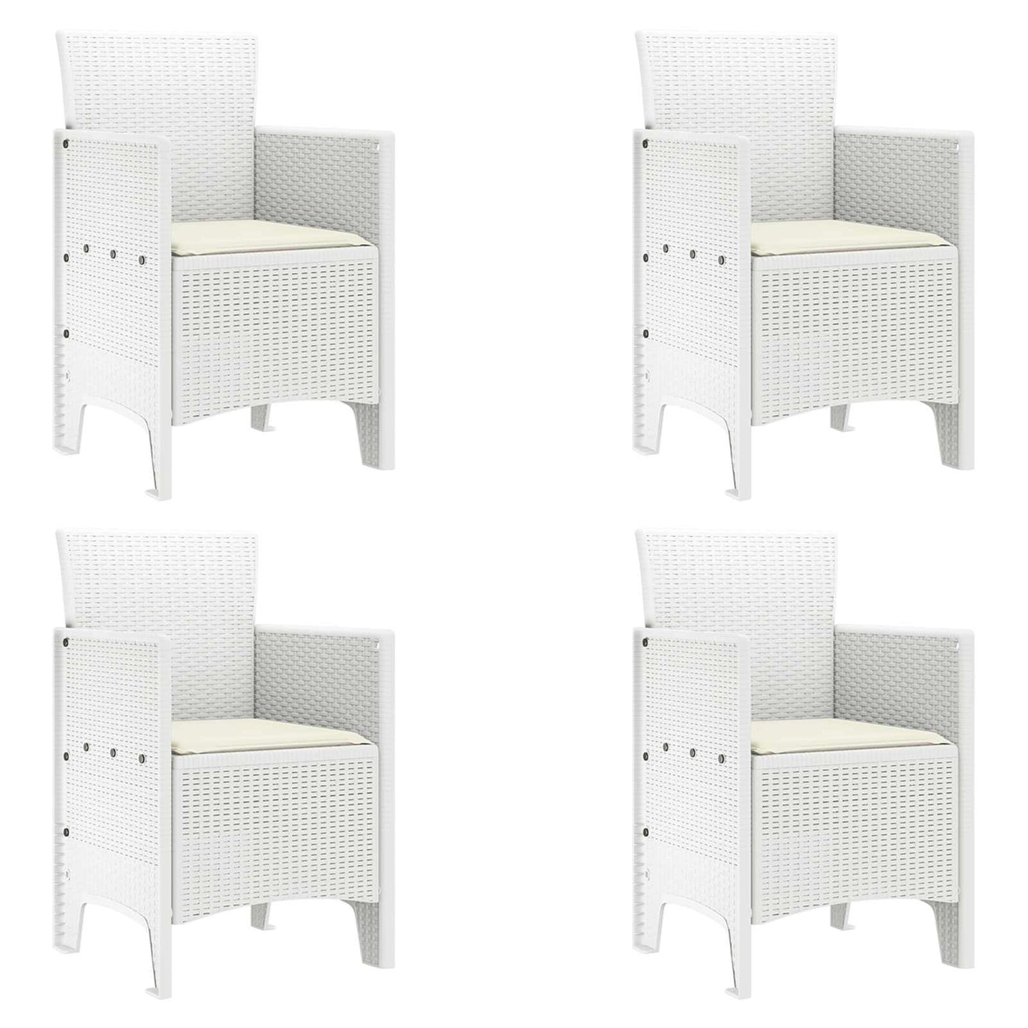 Kerti Szék párnával 4 pcs Fehér 53 x 49 x 85 cm Polipropilén
