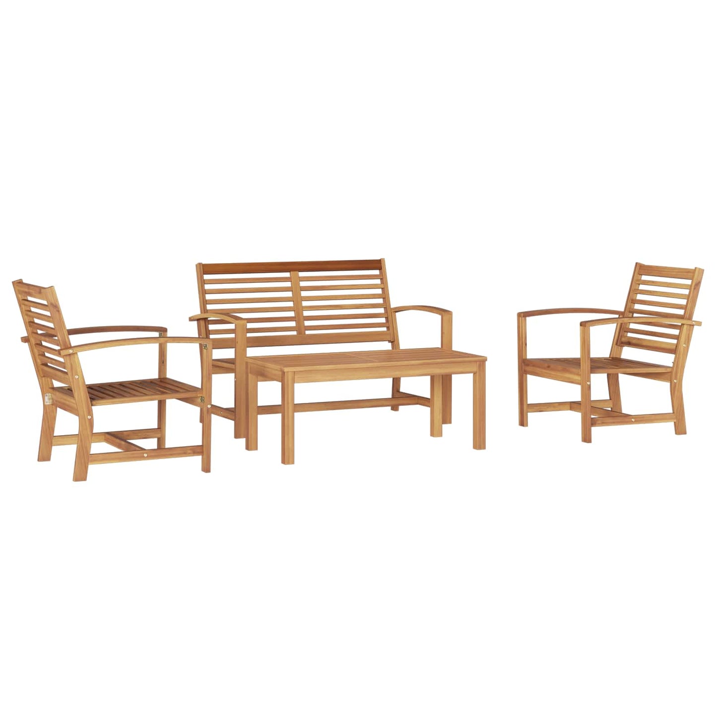 Kerti Kanapé Szett 4 pcs Természetes Tömör Teakfa