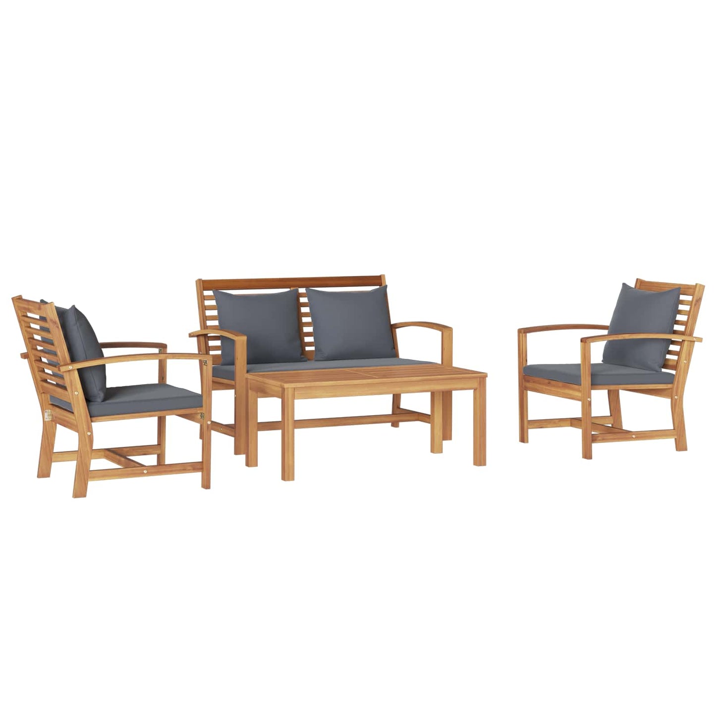 Kerti Kanapé Szett 4 pcs Természetes Tömör Teakfa