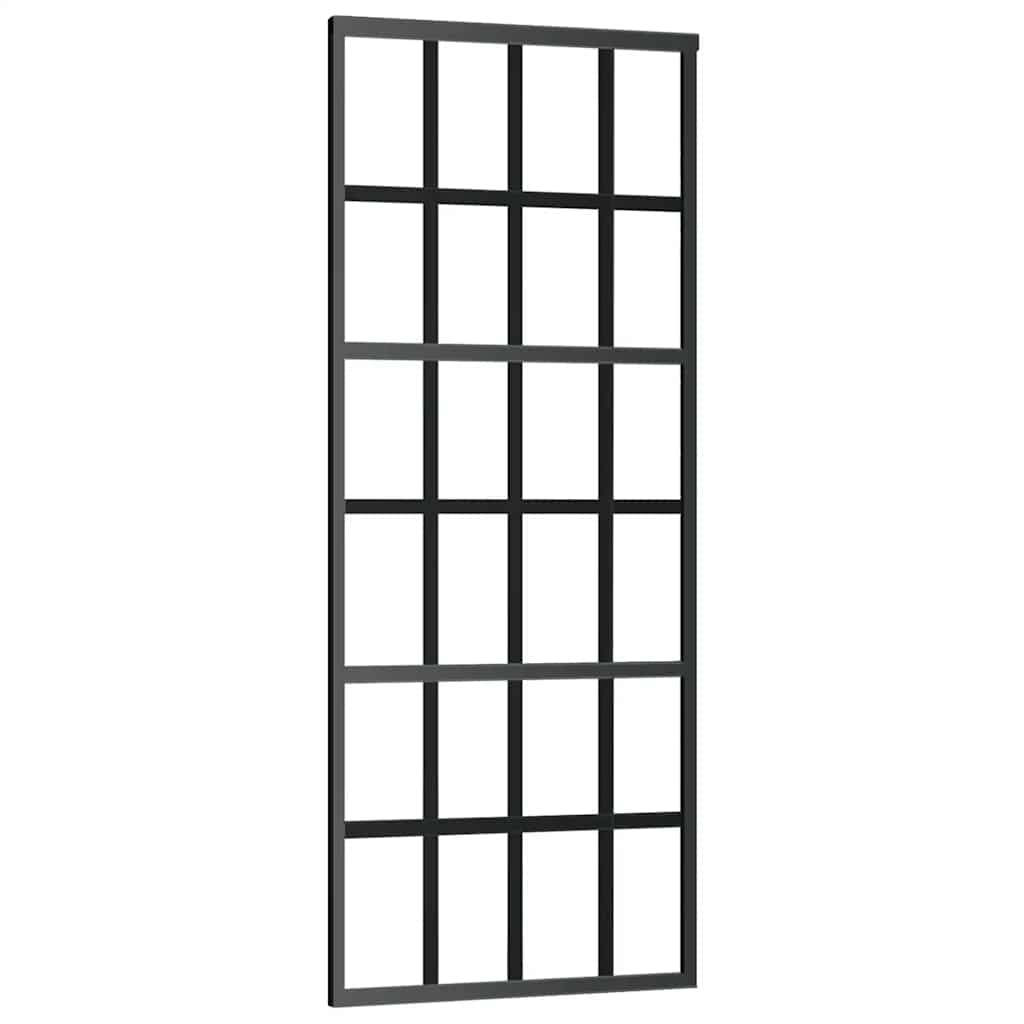 fekete ESG üveg tolóajtó fémszerelvény-szettel 76x205 cm