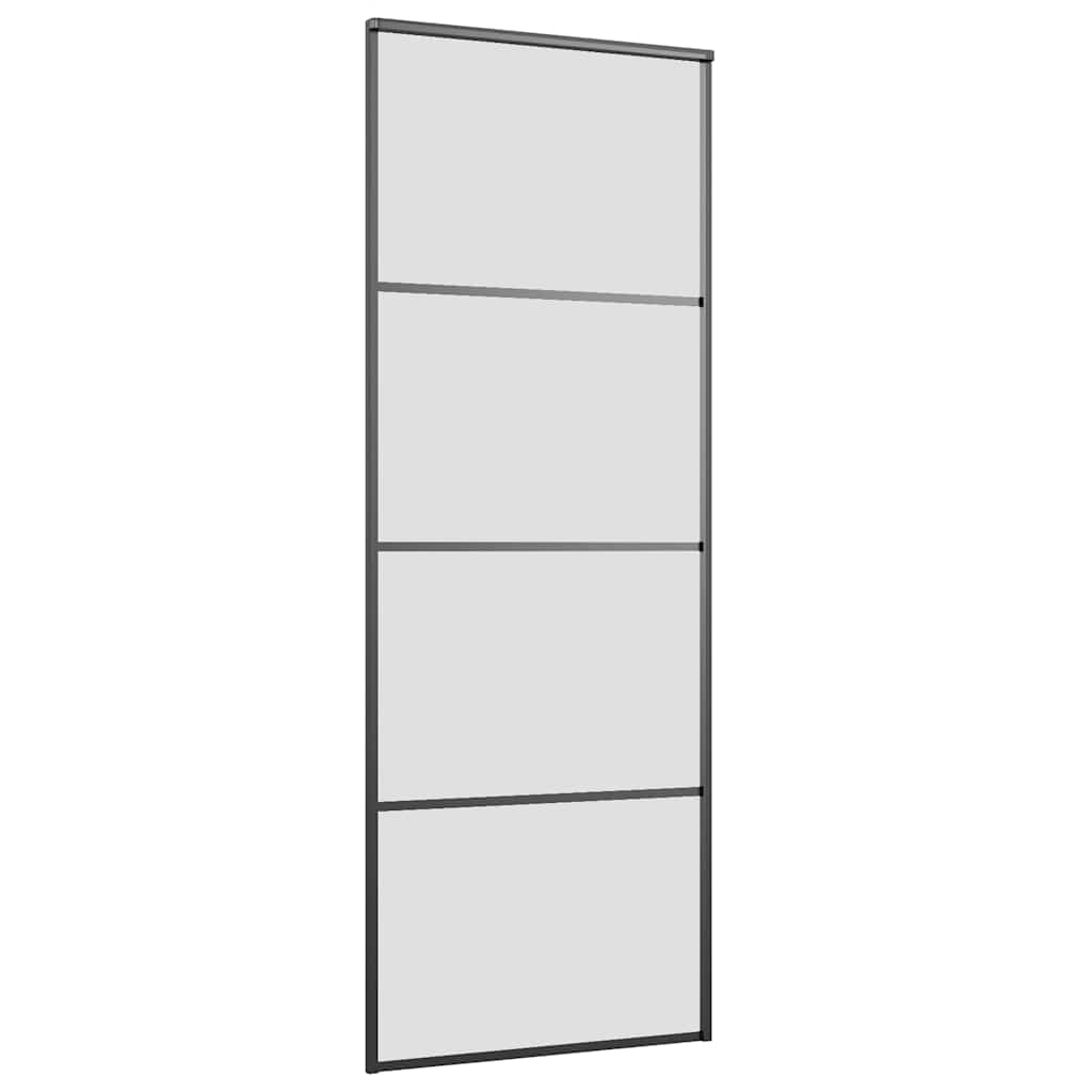 fekete ESG üveg tolóajtó fémszerelvény-szettel 76x205 cm