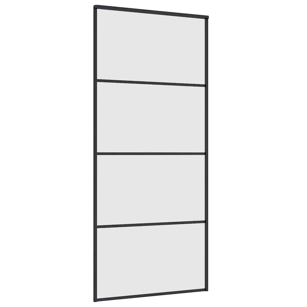 fekete ESG üveg tolóajtó fémszerelvény-szettel 90x205 cm