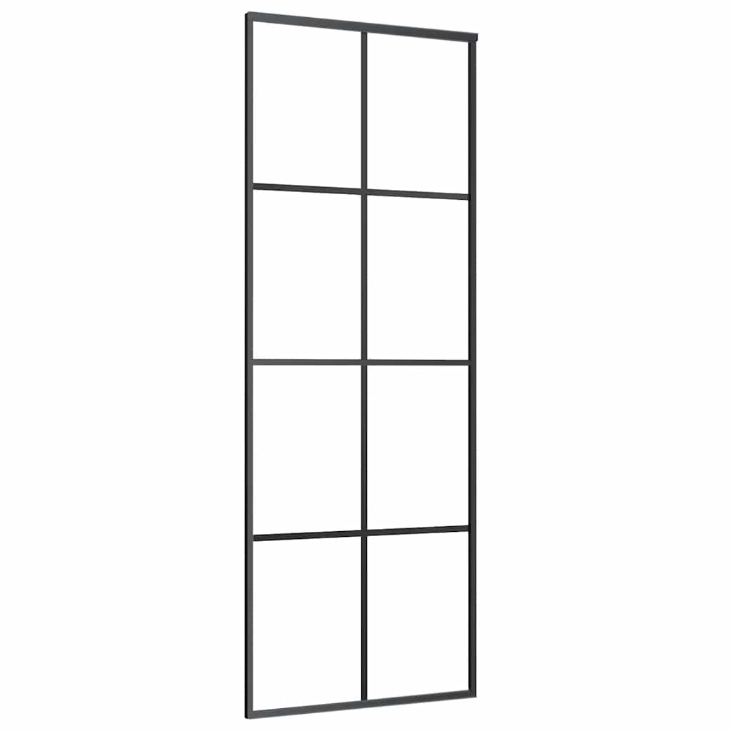fekete ESG üveg tolóajtó fémszerelvény-szettel 76x205 cm