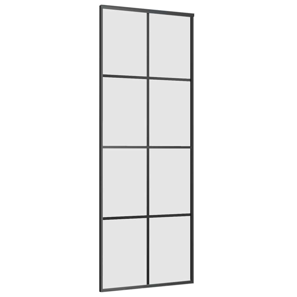 fekete ESG üveg tolóajtó fémszerelvény-szettel 76x205 cm