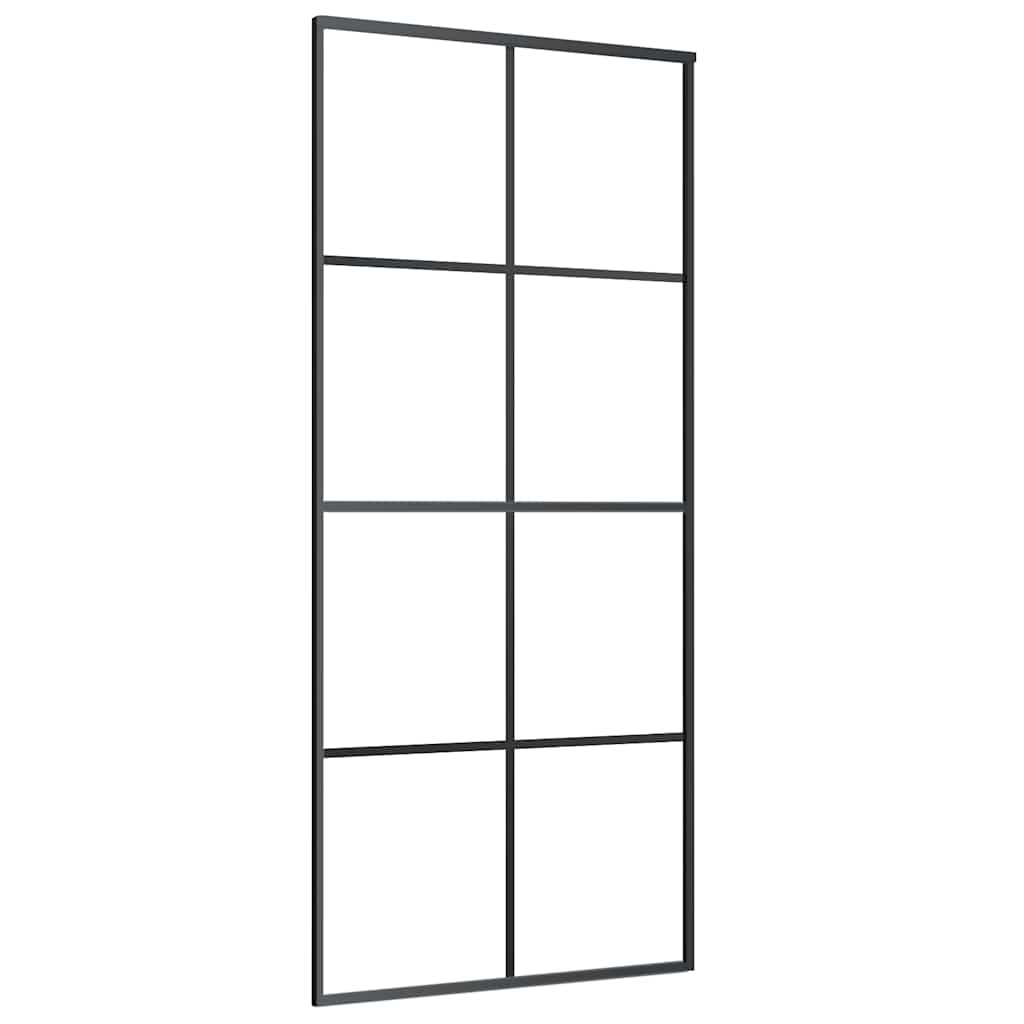 fekete ESG üveg tolóajtó fémszerelvény-szettel 90x205 cm