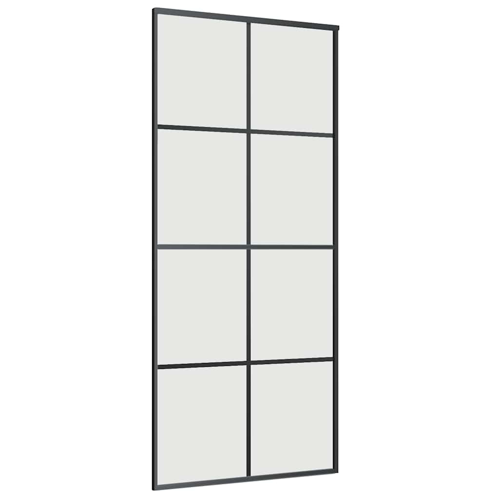 fekete ESG üveg tolóajtó fémszerelvény-szettel 90x205 cm