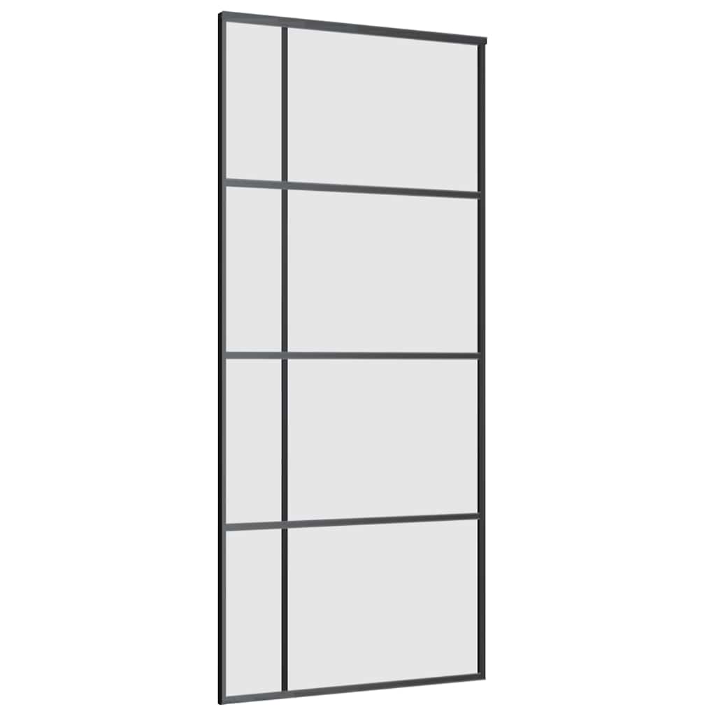 fekete ESG üveg tolóajtó fémszerelvény-szettel 90x205 cm