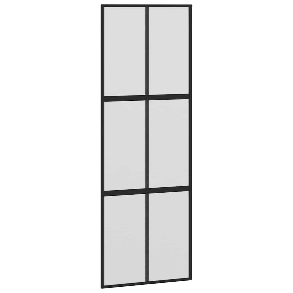 fekete edzett üveg tolóajtó fémszerelék szettel 90x205 cm