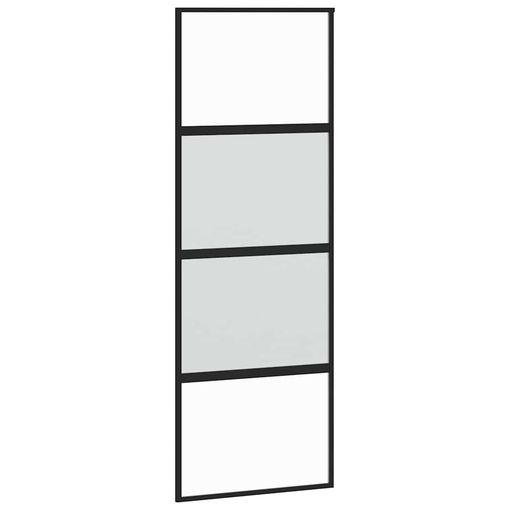 fekete edzett üveg tolóajtó fémszerelék szettel 76x205 cm
