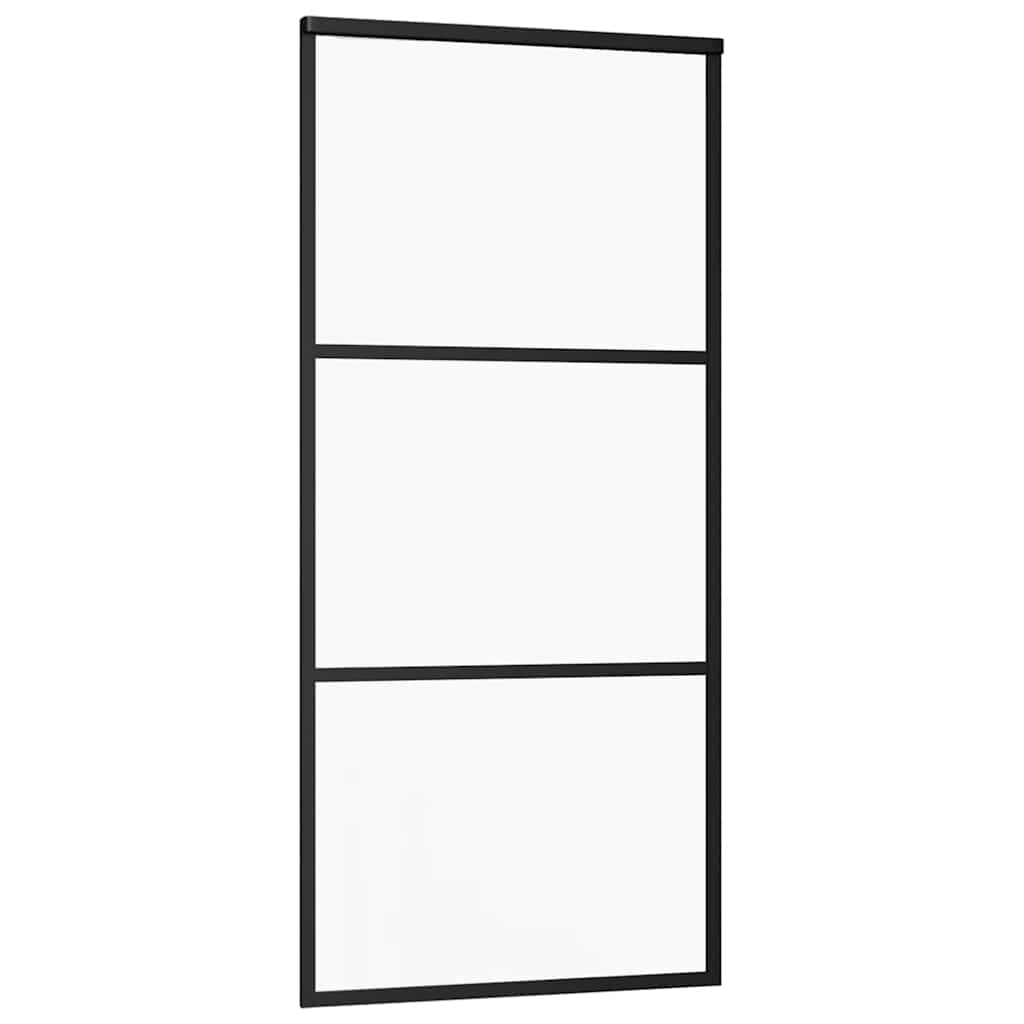 fekete ESG üveg tolóajtó fémszerelvény-szettel 90x205 cm