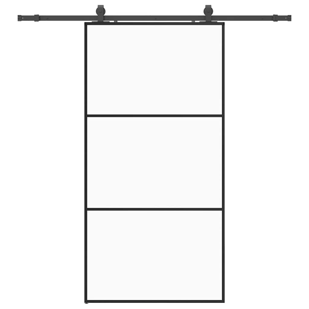 fekete ESG üveg tolóajtó fémszerelvény-szettel 102x205 cm
