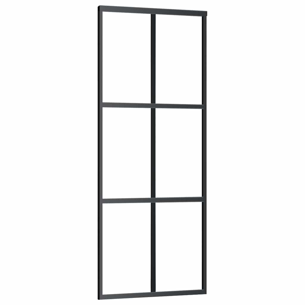 fekete ESG üveg tolóajtó fémszerelvény-szettel 76x205 cm