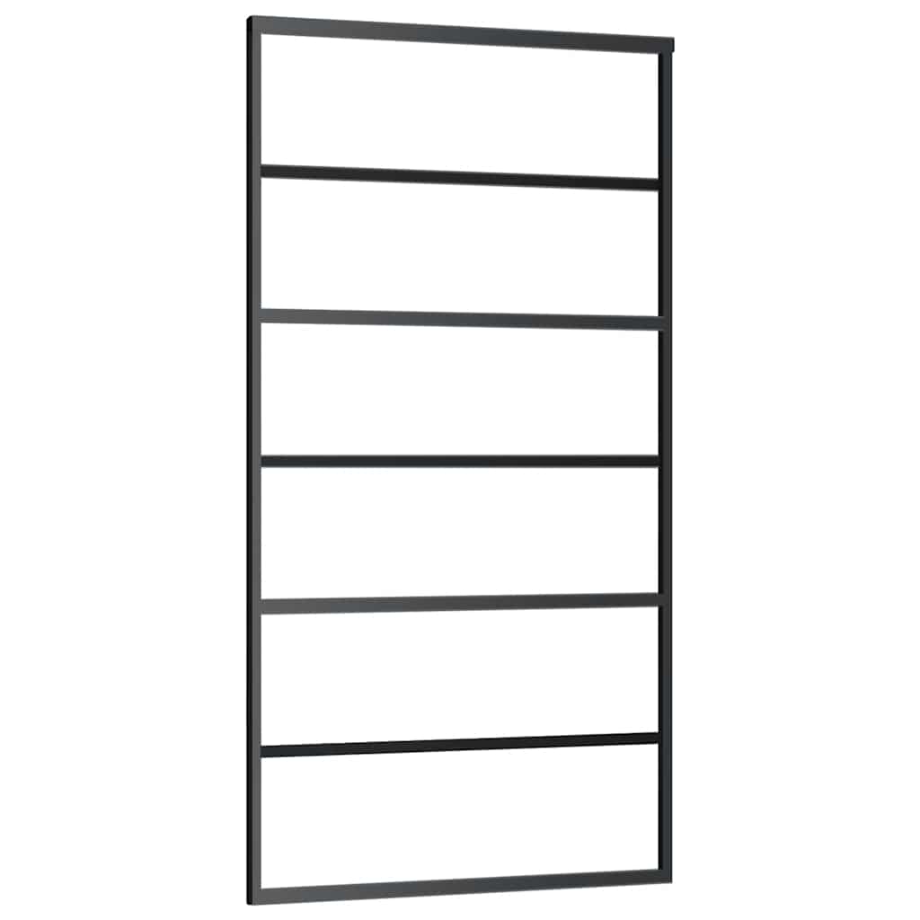 fekete ESG üveg tolóajtó fémszerelvény-szettel 102x205 cm