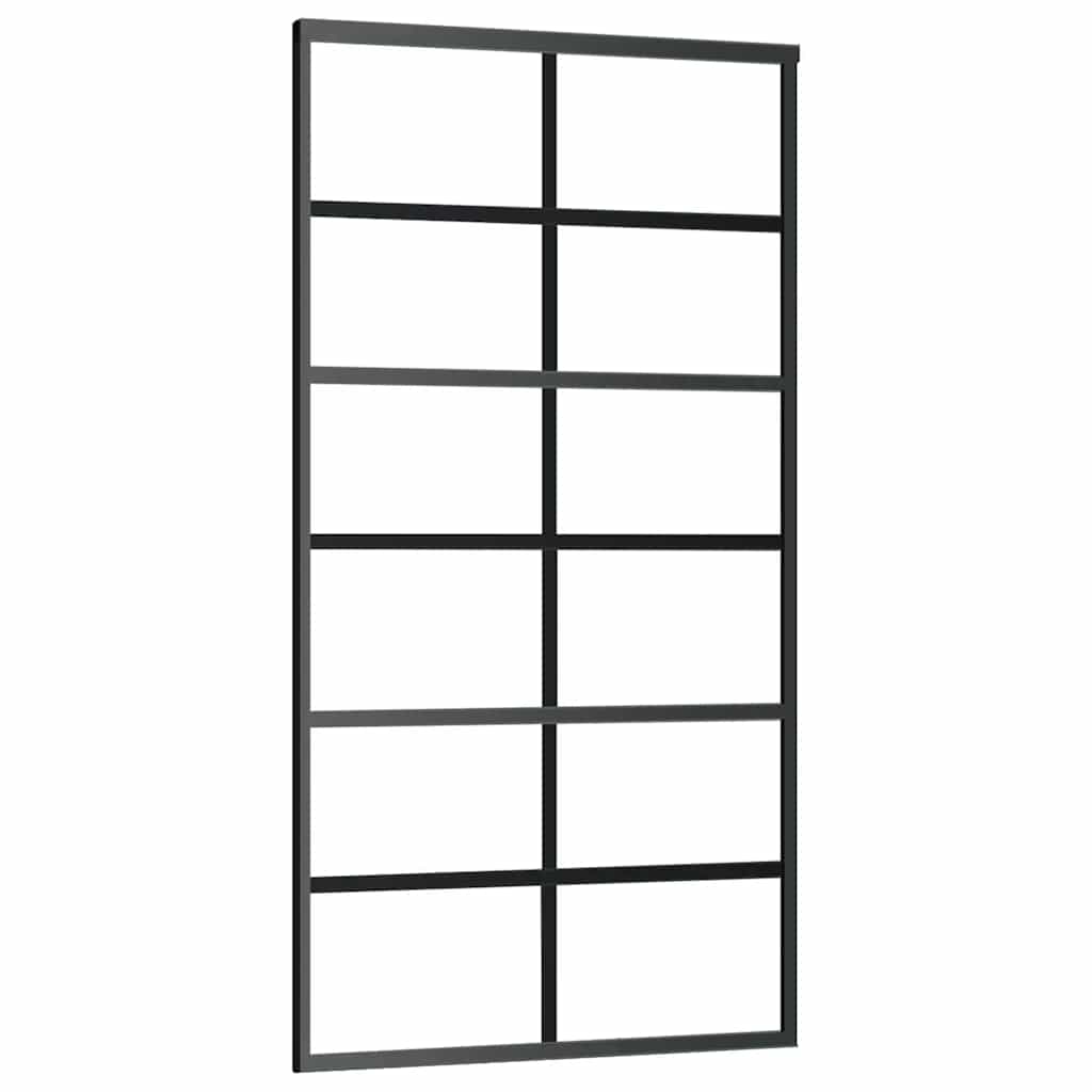 fekete ESG üveg tolóajtó fémszerelvény-szettel 102x205 cm