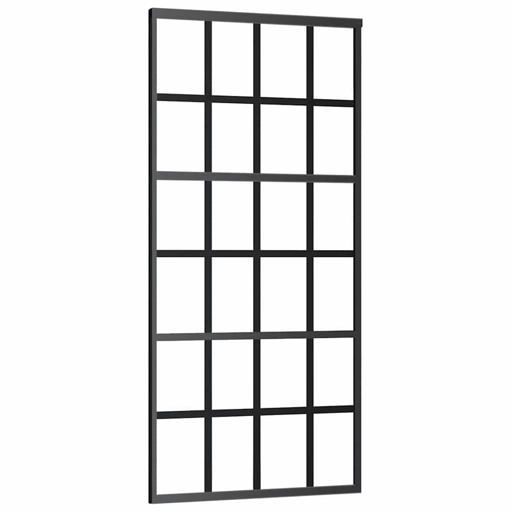 fekete ESG üveg tolóajtó fémszerelvény-szettel 90x205 cm