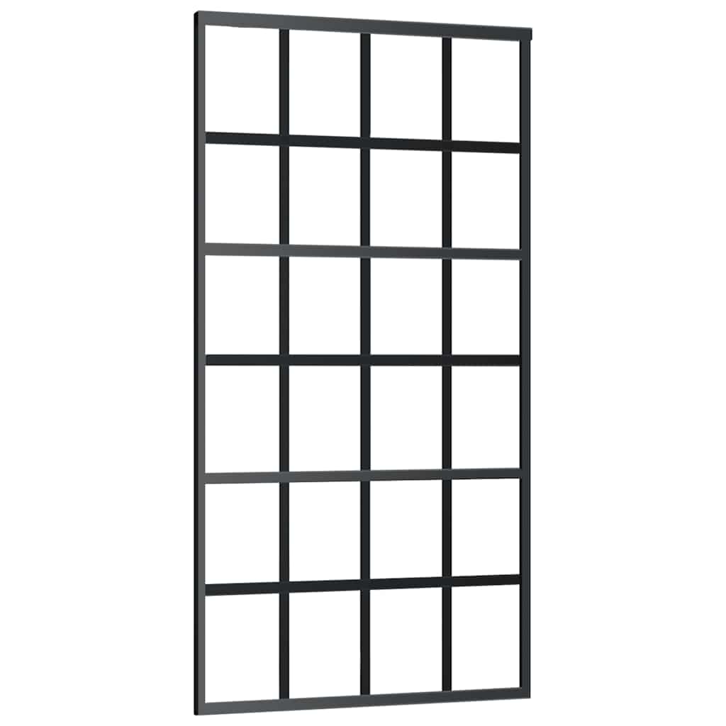 fekete ESG üveg tolóajtó fémszerelvény-szettel 102x205 cm