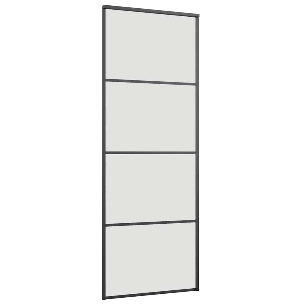 fekete ESG üveg tolóajtó fémszerelvény-szettel 76x205 cm