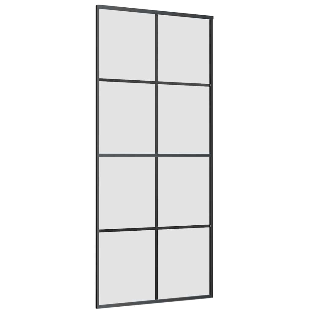 fekete ESG üveg tolóajtó fémszerelvény-szettel 90x205 cm