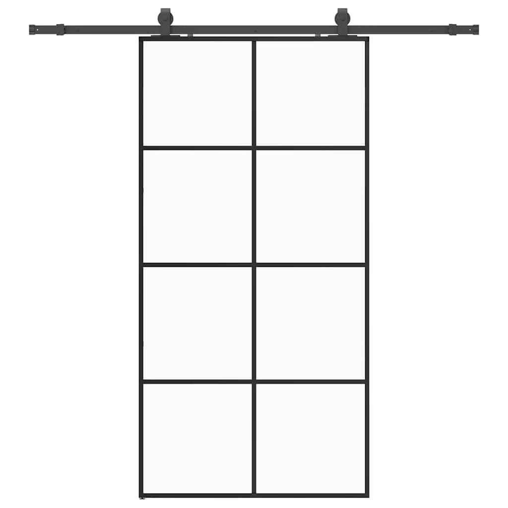 fekete ESG üveg tolóajtó fémszerelvény-szettel 102,5x205 cm