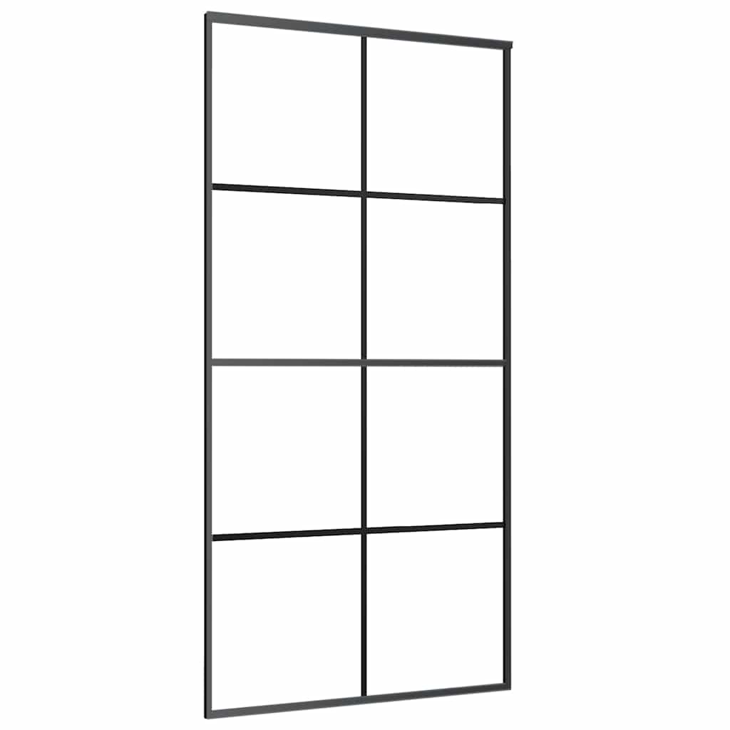 fekete ESG üveg tolóajtó fémszerelvény-szettel 102,5x205 cm