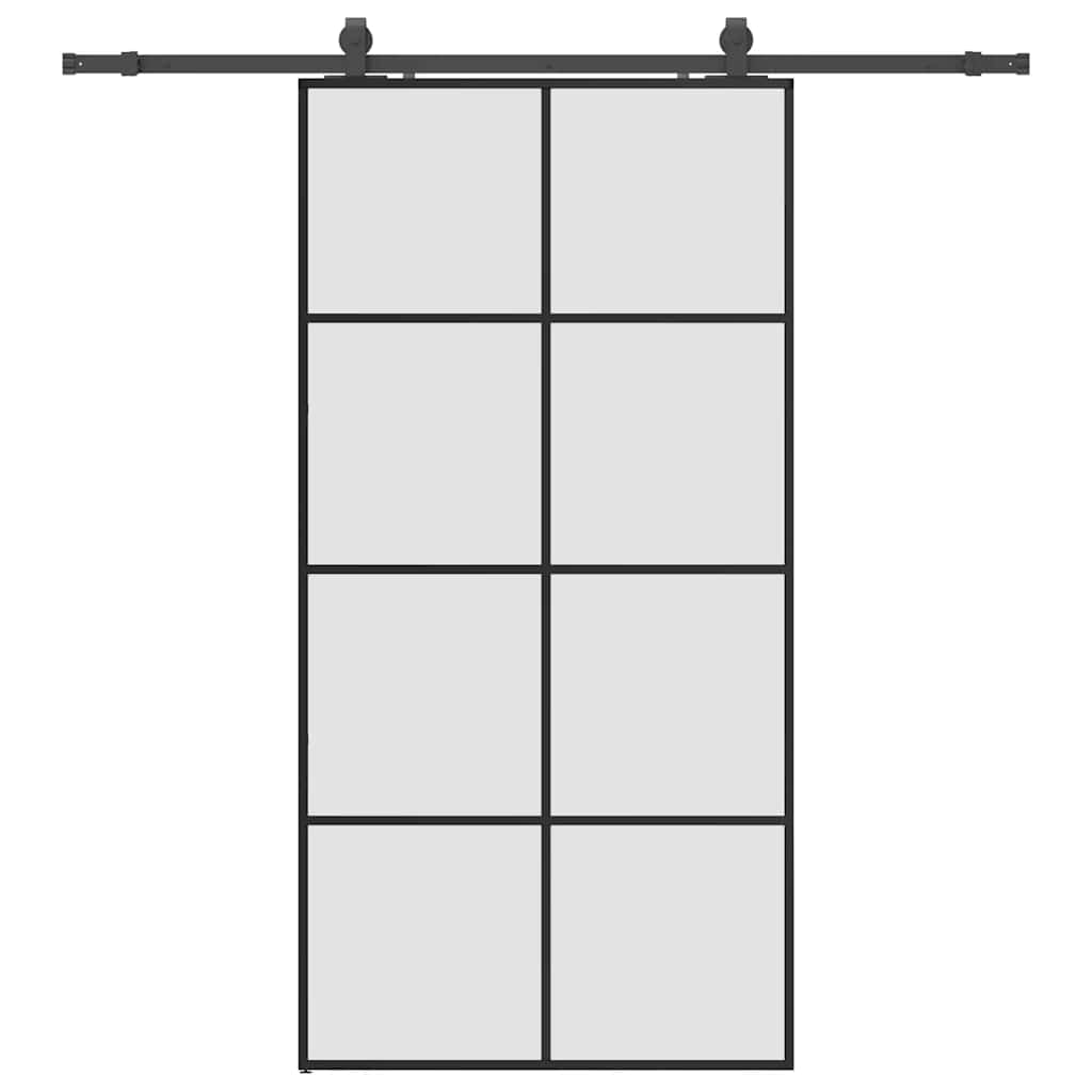 fekete ESG üveg tolóajtó fémszerelvény-szettel 102,5x205 cm