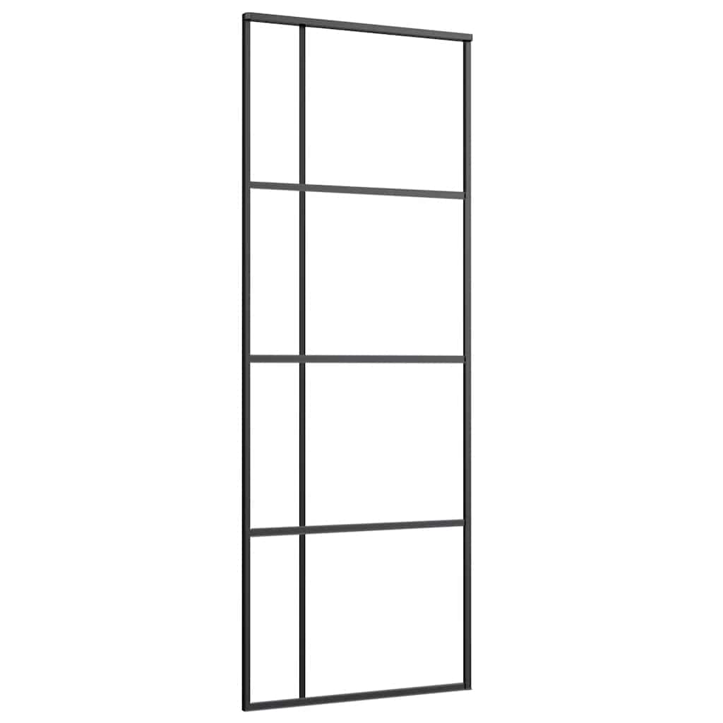 fekete ESG üveg tolóajtó fémszerelvény-szettel 76x205 cm