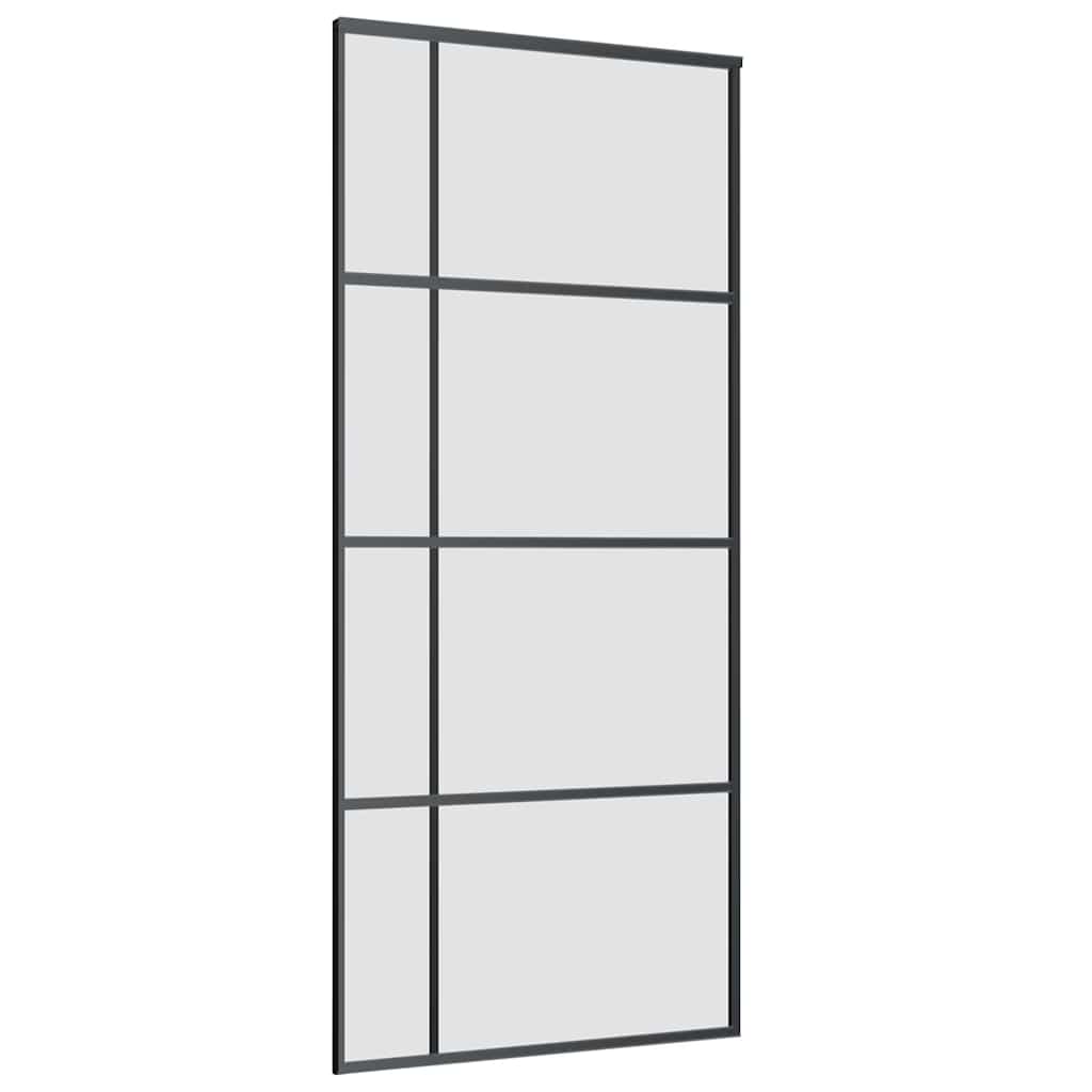 fekete ESG üveg tolóajtó fémszerelvény-szettel 90x205 cm