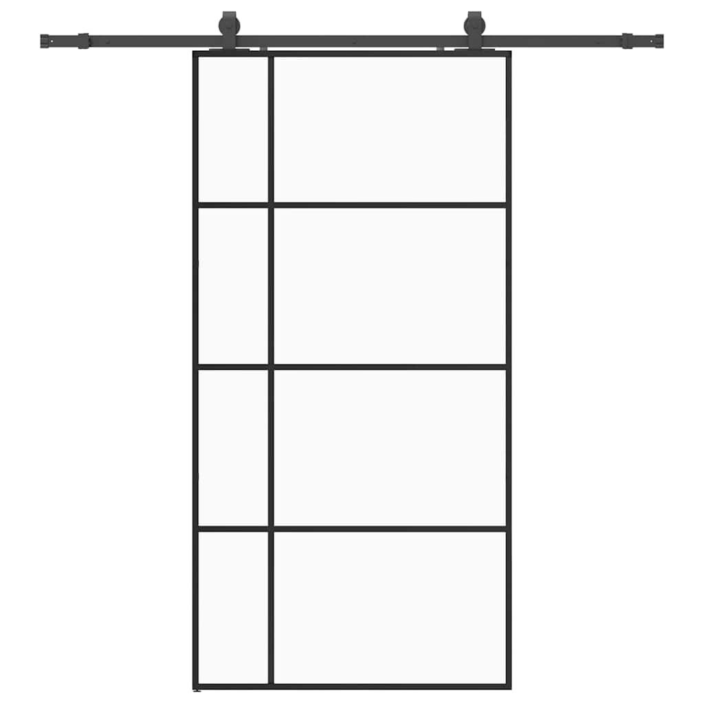 fekete ESG üveg tolóajtó fémszerelvény-szettel 102,5x205 cm