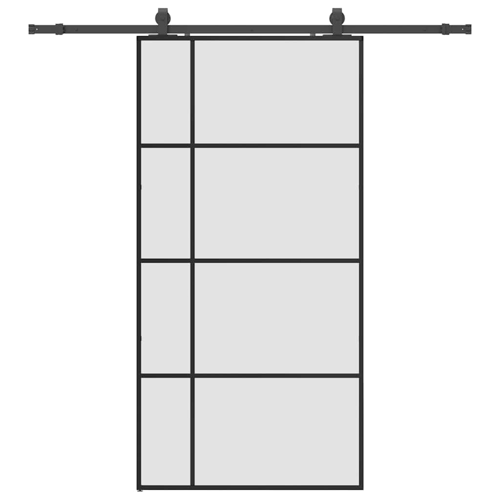 fekete ESG üveg tolóajtó fémszerelvény-szettel 102,5x205 cm